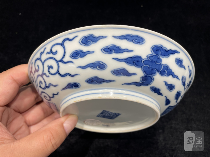 清道光 青花对头凤纹盘一对 - 图5